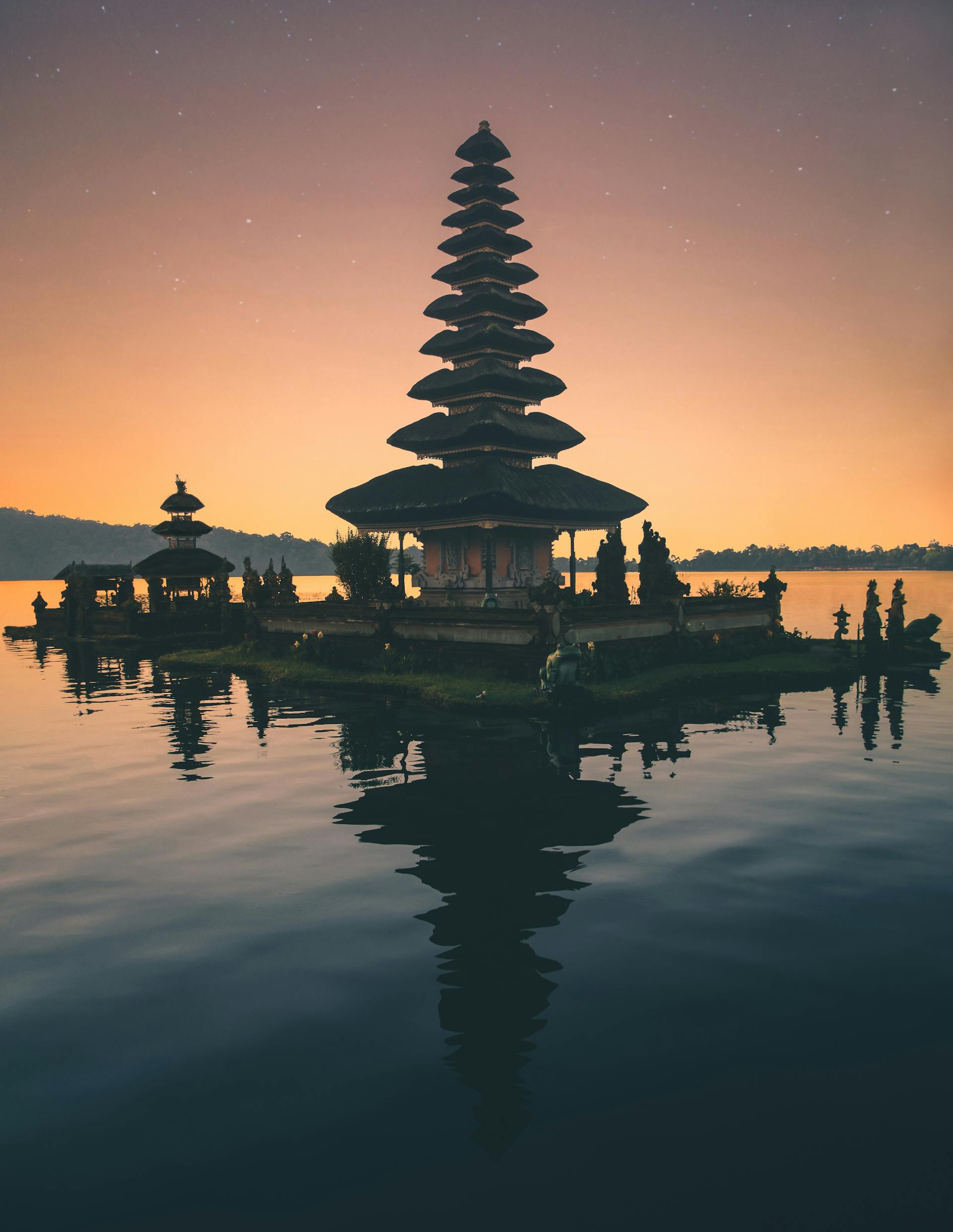 Bali Temple at Sunset